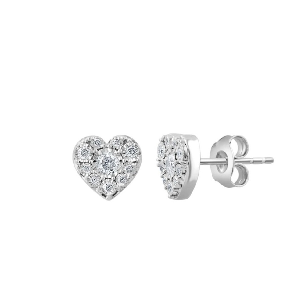 Effy 1/4 ct. t.w. Natural Diamond Heart Earrings in Sterling Silver $625